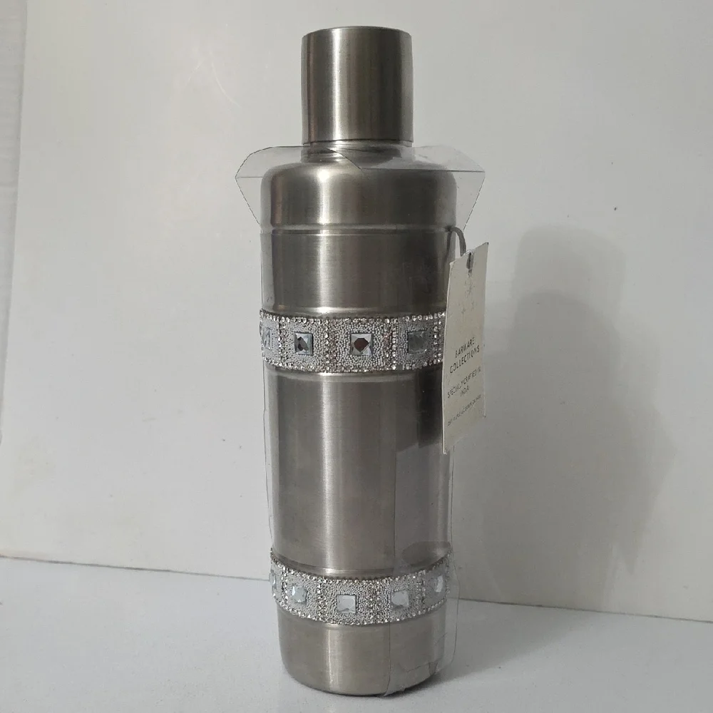 Barware Collection Stainless Cocktail Shaker with Decorative Rhinestone, NWT